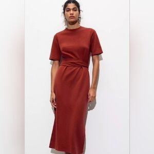 ✨ ZARA BELTED INTERLOCK DRESS – Size L ✨ NWT
